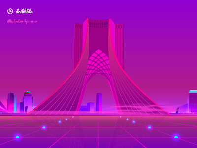 Azadi Square illustration azadi azadi square city guide city illustration concep illustration illustration art illustrations illustrator neon city neon sign neon tower square squares tower tower illustration