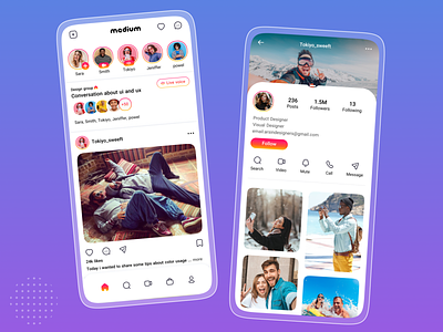 social media ( Concept design of social network ) app design chat insta insta redesign instagram instagram app instagram redesign instagram ui live portfolio post profile social app social media social network socialmedia sories story video live voice chat