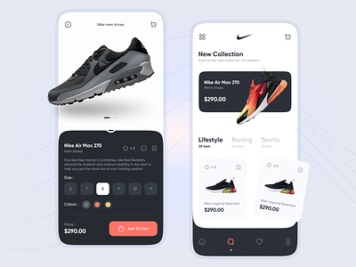 nike shoes : store app design concept