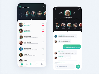 whatsapp redesign : concept app call chat clubhouse conversation group group chat mic online record social app social media social network sound stories story voice voice call whatsapp whatsapp redesign