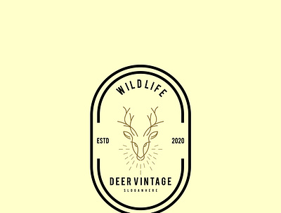 deer vintage abstract animal deer deer logo logodesign monoline retro design simple vintage vinyl