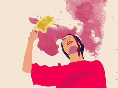 ME animation design flat girl happy illustraion illustration minimal pink sunny yellow