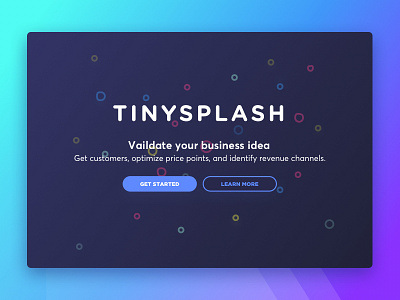 Tinysplash bubbles landing page lean navy splash page