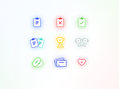 Game Icons glow icons medical trophy clipboard