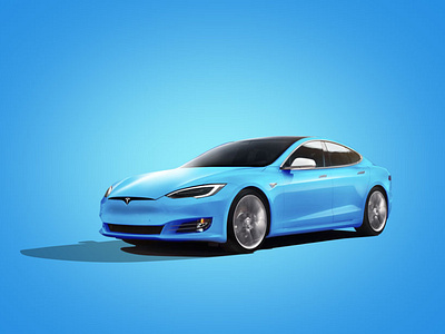 Free Tesla S Car Mockup PSD