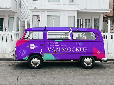 Free Outdoor Advertisement Van Mockup