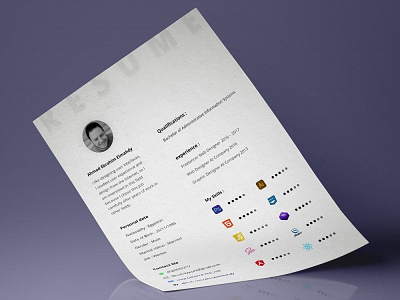 Free Minimal Resume Template for Designer cv cv resume design free cv template free resume template freebie freebies resume resume template