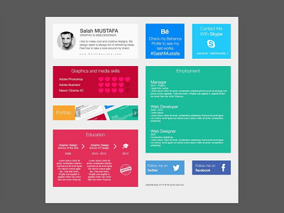 Free Flat Grid Resume Template With Colorful Style cv cv resume design free cv template free resume template freebie freebies resume resume template