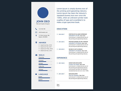 Free Simple Illustrator Resume Template