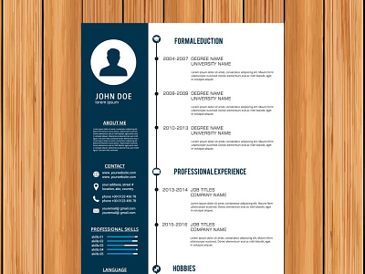 Free Vector CV Template with Timeline Style Design cv cv resume free resume free resume template freebie resume template