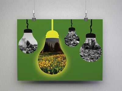 Nature__Landfill black and white bulb care conscience correct design flowers green health human landfill man mistakes nature poster think trash yellow