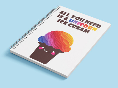 Notebook colors cover design font ice cream illustration notebook notebook design rainbow spiral unicorn visual design