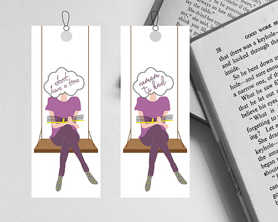 Don't have a time - Bookmarker book lovers bookmark books cloud design font head illustration read relax swing time violet