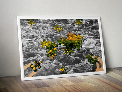 Poster_puzzles black and white colors conscience conservation design flowers frames grass hand health illustration land landfill nature nylon plastics poster puzzles thinking trash