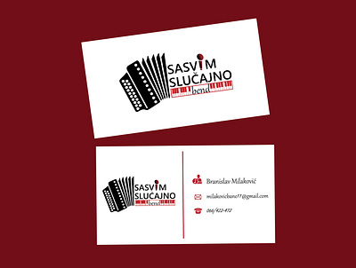 Business card - Music player accordion black business card design card clavier design icons illustration line microphone music music band music player red white