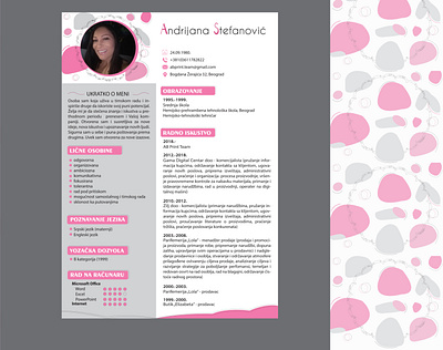 CV black colors computer concept cv design cv template education font gray languages lines page layout pink rectangle round work experience