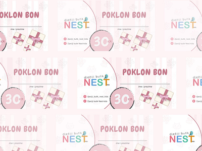 Voucher bird boutique colors design gift gift voucher graphic design kids logo nest nest kids page layout pink print material sale surprise voucher