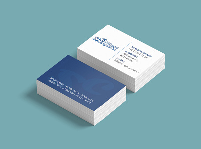 Business card back side blue business card color company data design front side job line logo page layout
