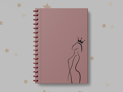 Notebook_Queen black cover cover design crown design illustration lines minimalism notebook notebook design queen woman