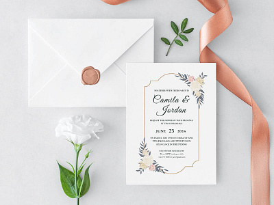 Beautiful Floral Wedding Invitation Template design free print printable wedding wedding design wedding invitation wedding set wedding stationery weddings