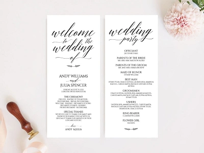 Printable Wedding Programs Template print wedding wedding design wedding invitation wedding program wedding set wedding stationery weddings