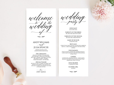 Printable Wedding Programs Template print wedding wedding design wedding invitation wedding program wedding set wedding stationery weddings