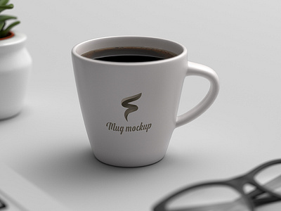 Free Coffee Mug Mockup on Workspace