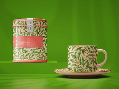 Free Tea Set Mockup with Cup & Packaging