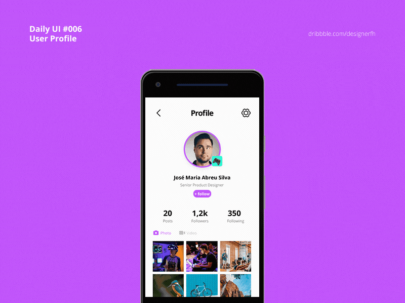 Daily UI 006 - Profile User app dailyui design ui uidesign ux visual design