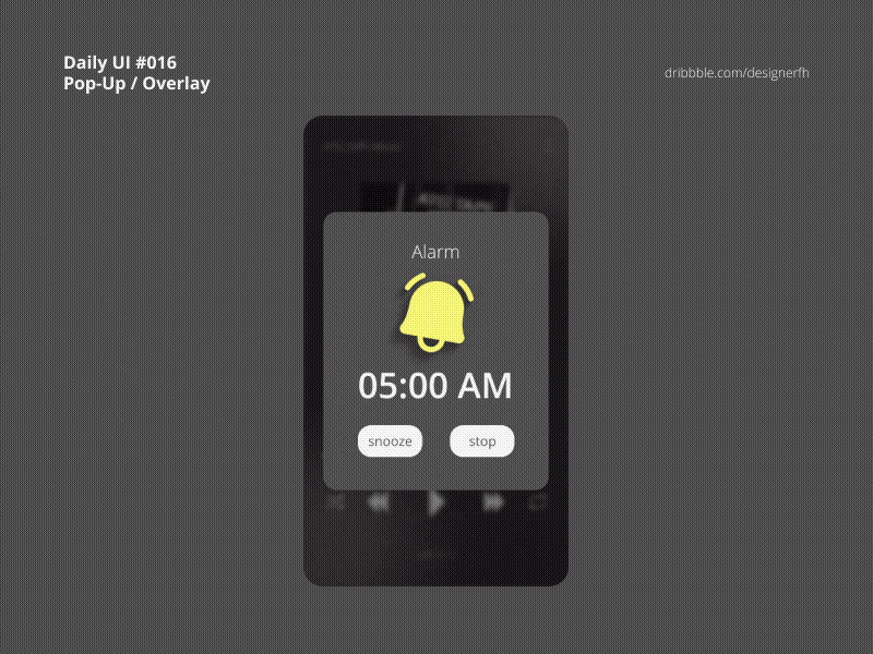 Daily UI 016 - Pop-Up/Overlay alarm app dailyui design popup ui uidesign visual design