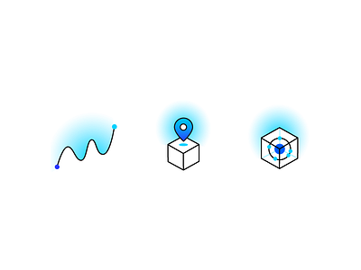 Icon Experimentation abstract cube droplets glow icons tech technical