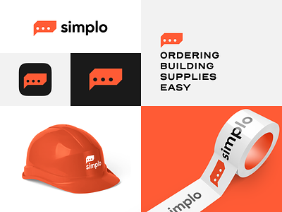 Simplo b2b brand brand identity brick bubble build chat construction easy identity logo logo design logotype orange order service simple speech supply