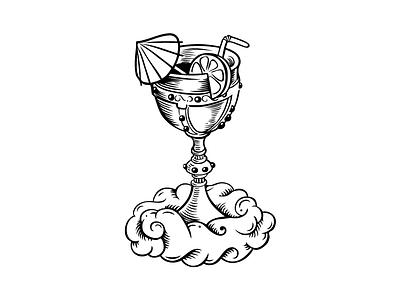 Holy Grail by Brndbrry black cocktail cup drink grail illustration sticker