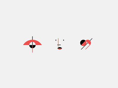 Suprematism icons aftereffects agency animation bounce digital eye face geometric heart icon icon design icon set iconographer iconography line minimal motion simple ui ux