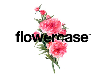Flowercase branding bright case flower helvetica logo peony red type