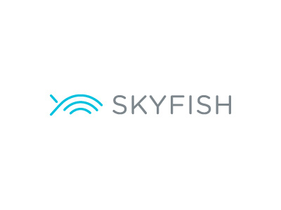 Skyfish blue brand cloud fish image logo signal sky storage upload