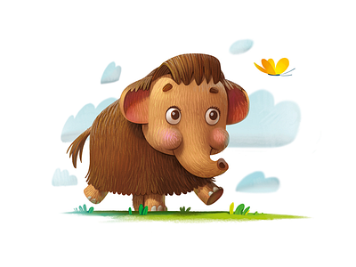 Cute mammoth character child cute elephant illustration kid mammoth