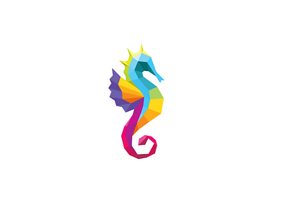 Seahorse brand colorful geometric logo seahorse spa wellness