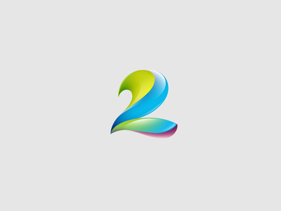 Double 2 app brand color company design logo number two