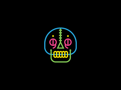 Neon Skull bones brand design for sale logo logotype neon skull wharf