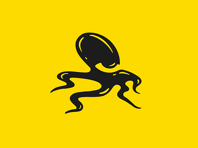 Octo animal black design eye ink logo octopus yellow
