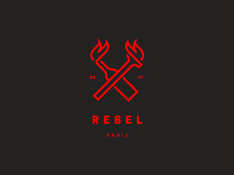 Rebel clothing bottle riot fire torch rebel brand design logo