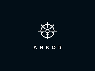 Ankor anchor brand design logo sea steering sun wheel