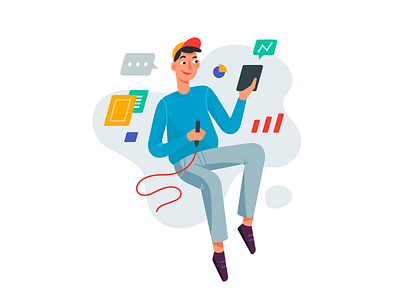 Analytics analytics boy flat illustration man simple ui ux vector