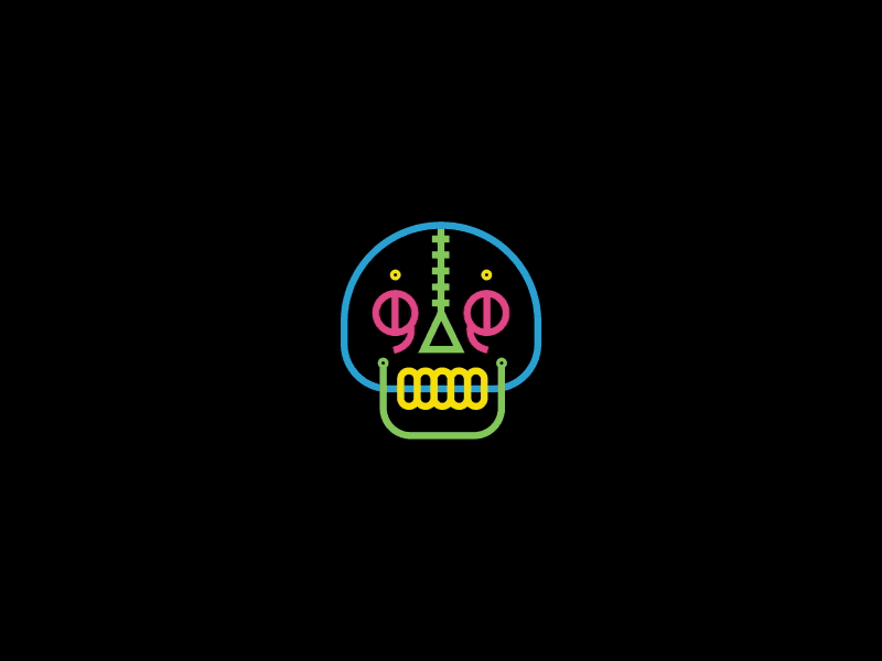 Neon Skull animation app brand design fun icon line logo neon skull
