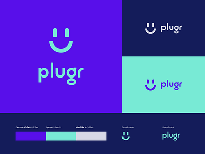 Plugr brand brandbook colors consumption design electricity home identity logo plug service smart smile socket style