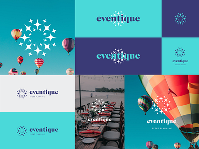 Eventique agency balloon brand brand identity brandbook branding agency branding design circle company design event fireworks fun guide joy logo logo design plan spark star