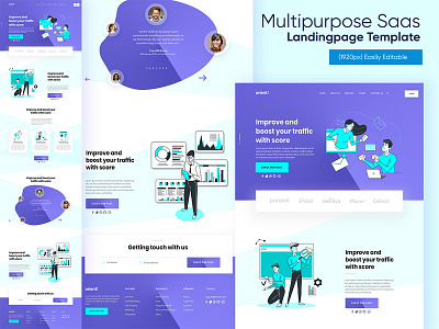 Saas Website And Landingpage Template V1 app email landingpage email template website landingpage purple landingpage support landing page website