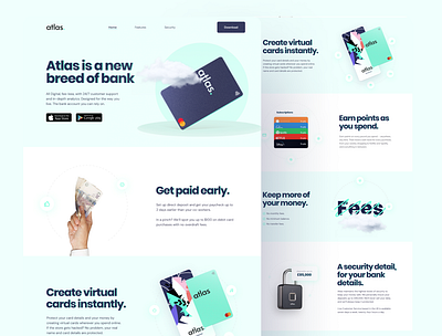 Atlas Banking Website And Application agency page app app design banking banking app banking website design landingpage mobile app mobile design payment app payment website support agency ui website website design