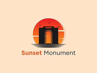 Sunset Monument creative design flat design freelancer illustration logo minimal modern playful logo sunset vector